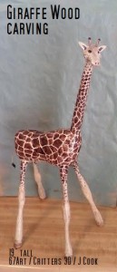 20" tall wood giraffe Carving.